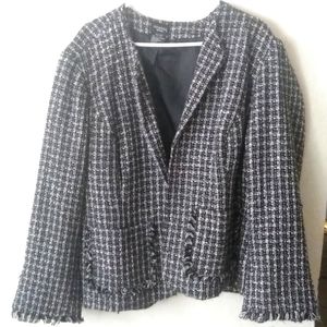 George Woman BLK/White Tweed Size 26W/28W Plus Size Fringed Jacket